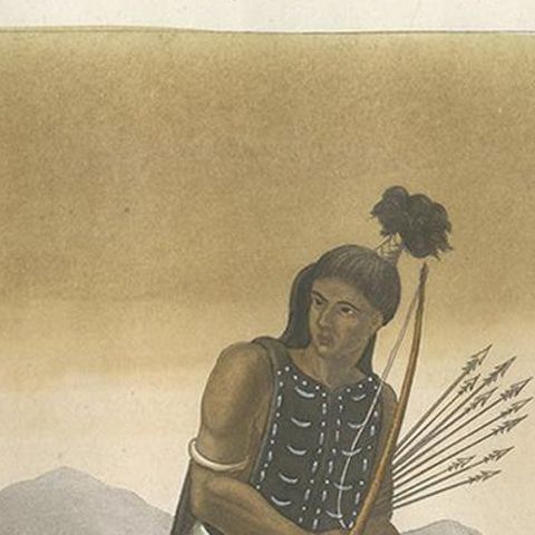 Antique Print of Warriors on Ombai Island by Ferrario, '1831', close-up 1