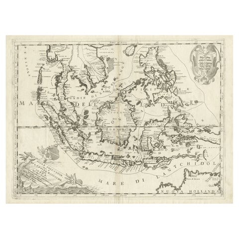 Original Antique Map of the Philippines, Malaysia, Indonesia, Singapore, c.1690