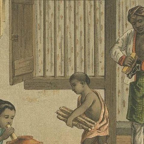 Antique Print of a Native Family 'Indonesia' by M.T.H. Perelaer, 1888, close-up 2