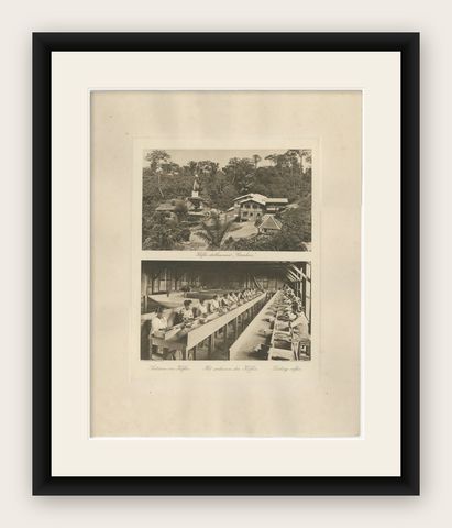 Coffee Establishment Girsahan & Sorting Coffee, Antique Photos Sumatra, c.1900, shown framed