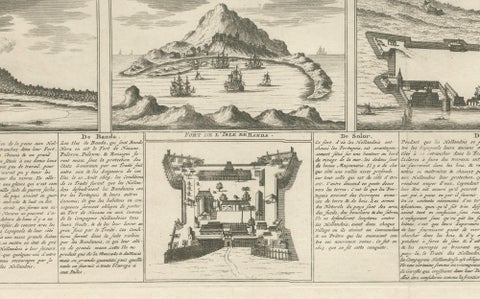 Antique Dutch East Indies Forts Engraving, VOC Batavia, Ambon & Banda, c.1719, close-up 4