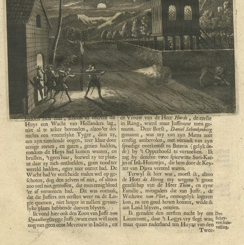 Antique Print of Dutch Guards and a Tiger by Valentijn, 1726, view 4