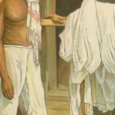 Antique Print of an Indonesian Man doing the Laundry, 1909, close-up 2