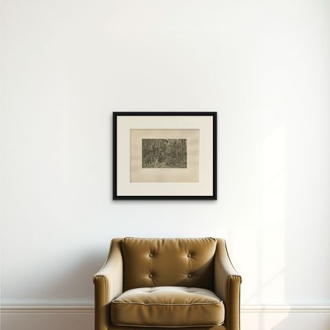 Aboeng Jungle, Sumatra, Antique Photogravure by C.J. Kleingrothe c.1900, shown framed on a wall, true to size