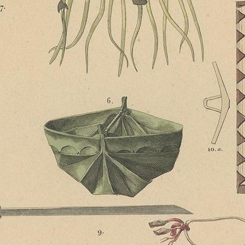 Print Weapons and Tools of Roti & Sawoe 'Indonesia' by Temminck, circa 1840, close-up 2