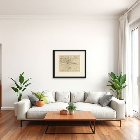 Antique Map of Ambon and Surroundings by Valentijn '1726', shown framed in a room, true to size