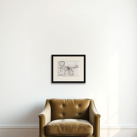 Antique Map of the Region of Batavia by Van Schley, c.1750, shown framed on a wall, true to size