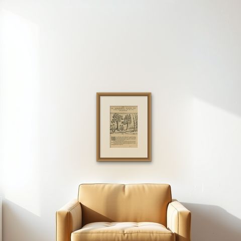 Exotic Flora of the Indies: The Cajus and Jambos Trees Copper Engraved in 1601, shown framed on a wall, true to size