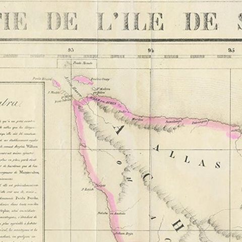 Detailed Antique Map of Northern Sumatra, Indonesia, circa 1825, close-up 1