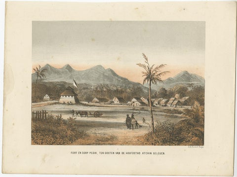 Nice Antique Asian Village View in Aceh, Sumatra, Indonesia, 1874, view 2