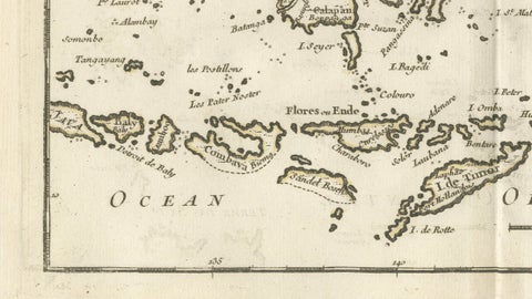 Antique Map of the Moluccas & Celebes, Le Rouge, French Engraving c.1750, close-up 3