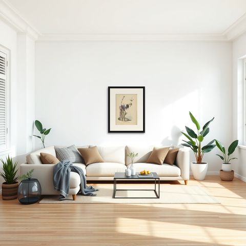 Antique Print with a Native of Solor 'Indonesia' by Temminck, circa 1840, shown framed in a room, true to size