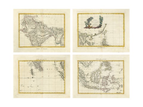Antique Map Set East Indies, India, Indochina, Indonesia, Zatta 1784