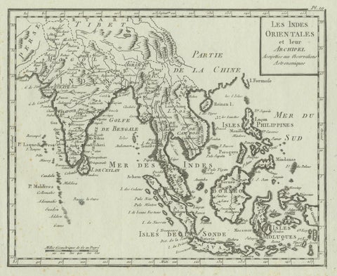 Antique Map of India, the East Indies and the Philippines, close-up 1