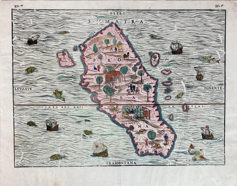 1606 Hand-Colored Woodcut Map of Sumatra from Ramusio’s Delle Navigationi, view 2