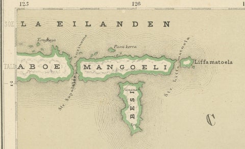 Antique Map of Ceram, Ambon, Banda, Buru, Moluccas by Dornseiffen, 1884, close-up 3
