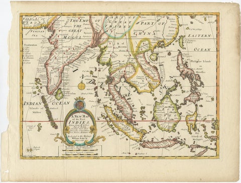Old Map Covering All of Southeast Asia from Persia to the Timor Island, 1712, view 2