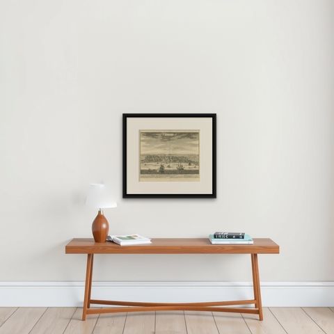Antique Map of Samboepo by Valentijn, 1726, shown framed on a wall, true to size