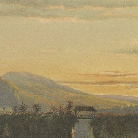 Brantas River as a Mountain Stream, East Java Landscape Lithograph, 1872, close-up 3
