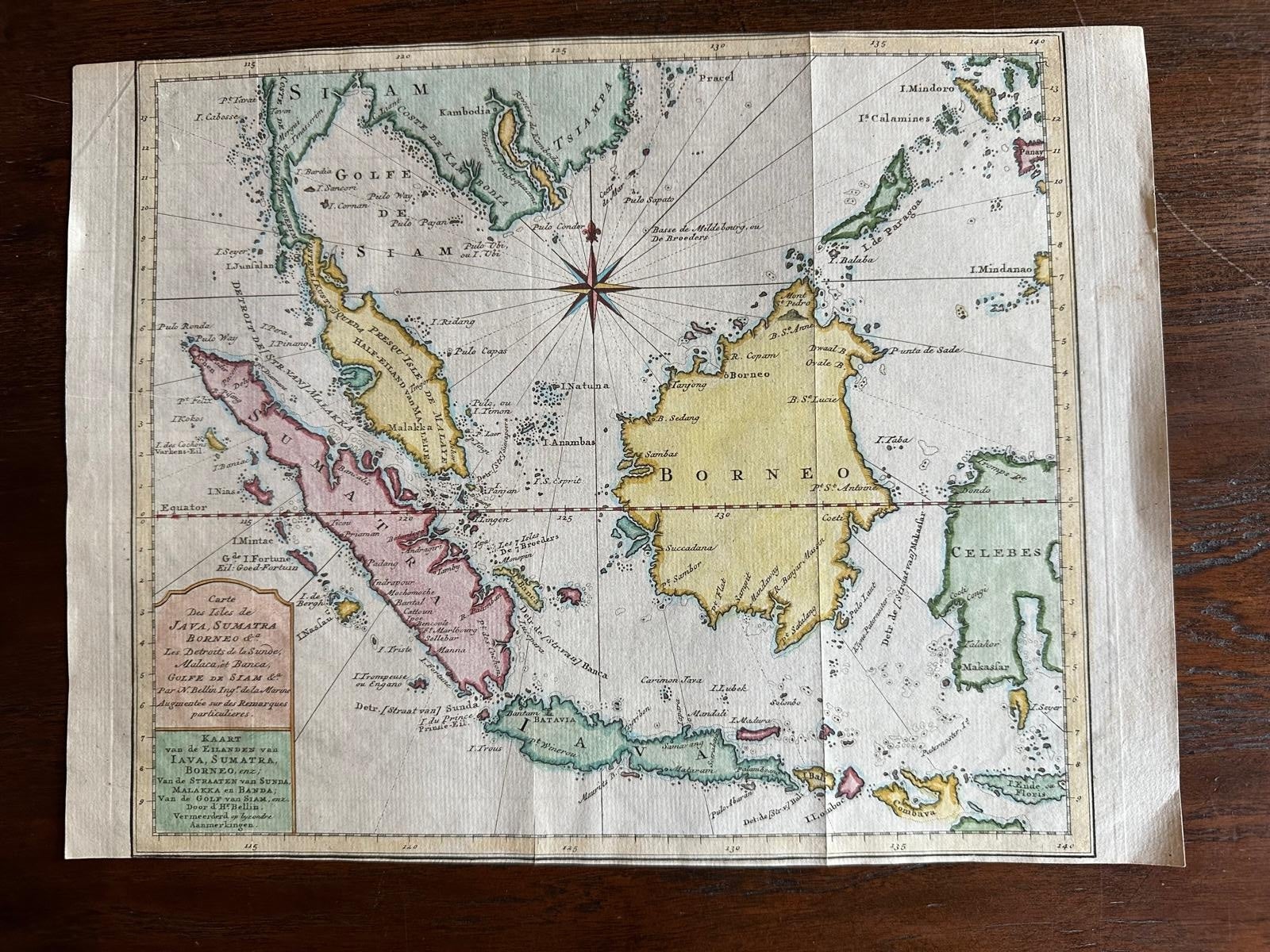 Original Map of the East Indies Including Sumatra, Java, Borneo & Malaysia, 1755
