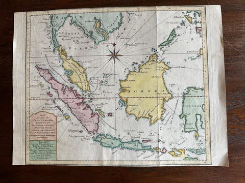 Original Map of the East Indies Including Sumatra, Java, Borneo & Malaysia, 1755
