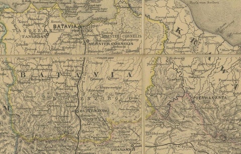 Large Antique Map of Java & Madura with Batavia Inset, c.1870s Dutch East Indies, close-up 3