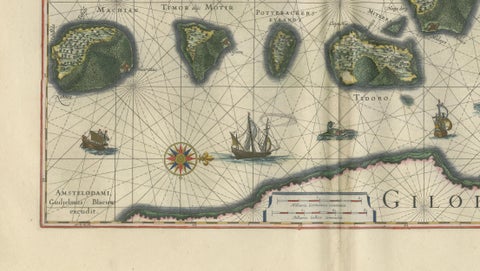 Antique Blaeu Maps, Indonesia & Moluccas, VOC Era, c.1642, close-up 6