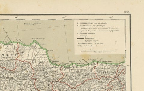 Old Map of Java, Madura & Bali, Dutch East Indies Colonial Cartography, 1884, close-up 4