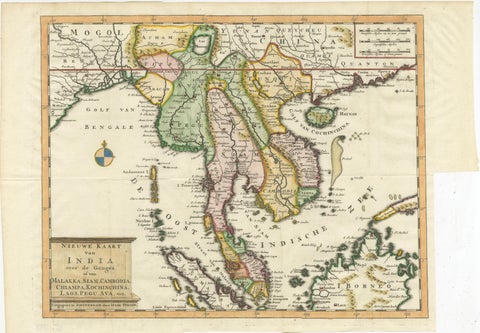 Antique Map of Indochina, the Malaysian Peninsula and Northern Sumatra, view 2