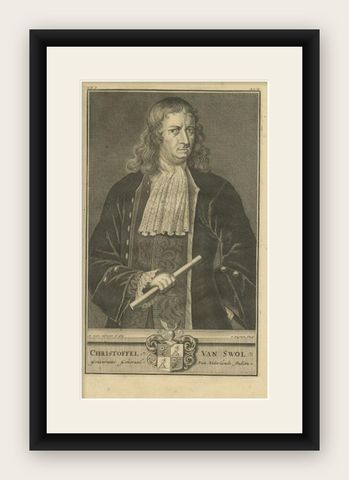 Old Portrait of Christoffel Van Swoll, Governor-General of the Dutch East Indies, shown framed