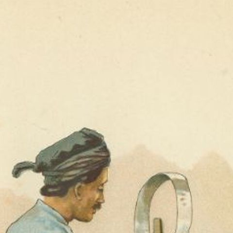 Antique Print of an Indonesian Tin Laborer, 1909, close-up 1