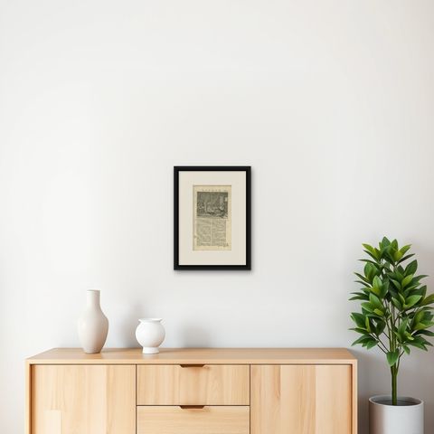Antique Print of the Capture of the King of Java by Valentijn, 1726, shown framed on a wall, true to size
