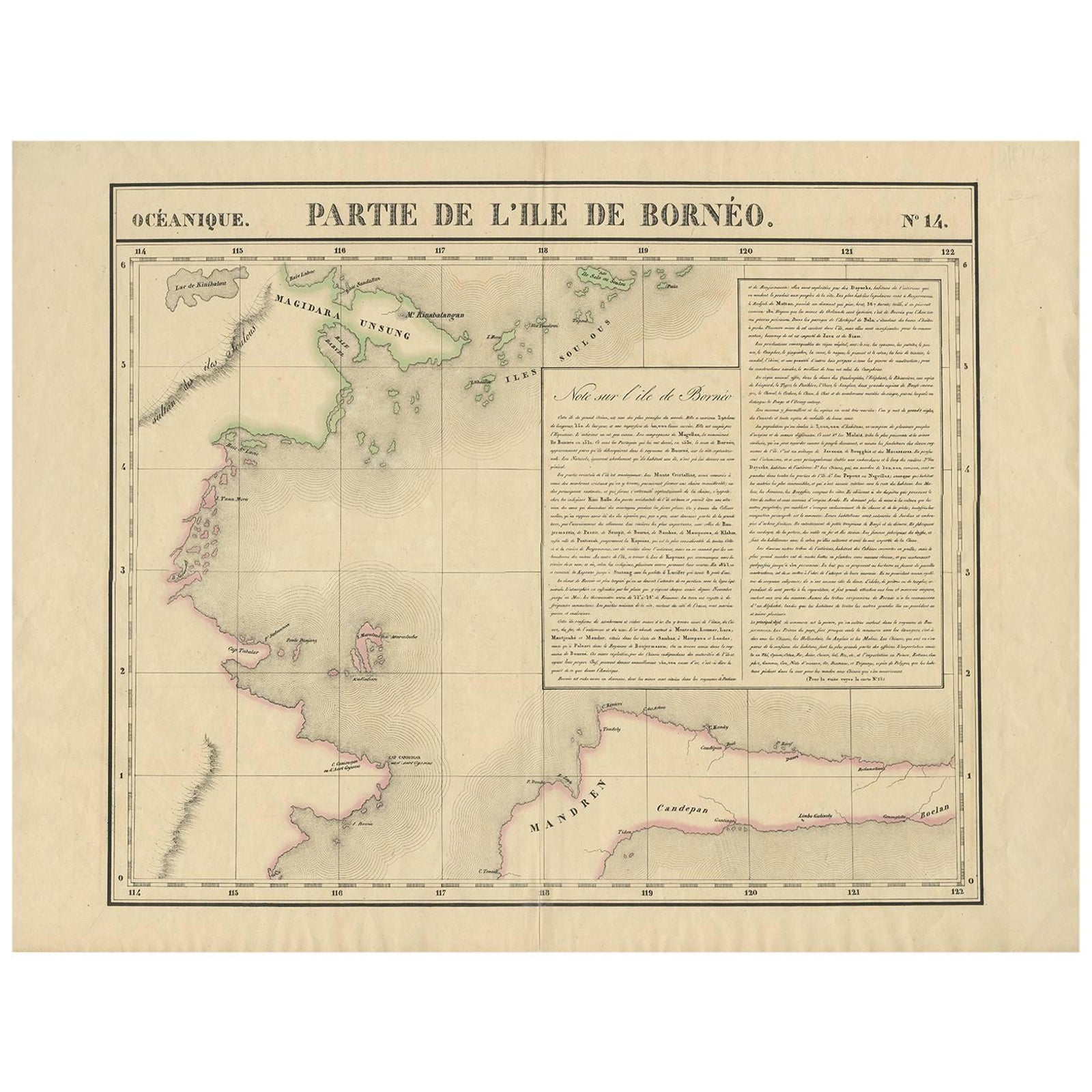 Antique Map of North East Borneo and North Sulawesi by P.M.G. Vandermaelen