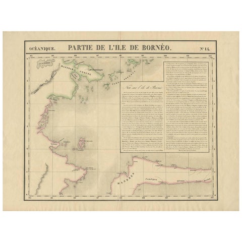 Antique Map of North East Borneo and North Sulawesi by P.M.G. Vandermaelen