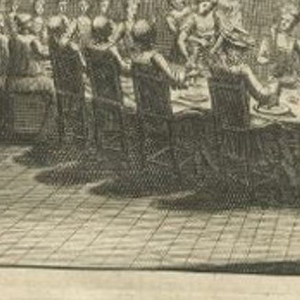 Antique Print of a Dinner in the Moluccas by Valentijn, 1726, close-up 1