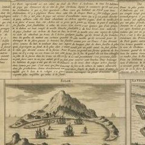 Antique Print of Forts and Views of the East Indies by Chatelain (1719), close-up 2