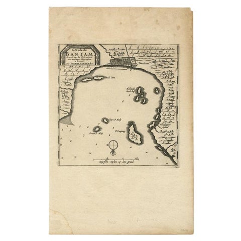 Antique Map of Banten Bay on Java Island, Indonesia, c.1720, view 2