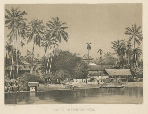 Old Print of a Mosque in a Kampung Java or Village of Javanese, Indonesia, 1874, view 3