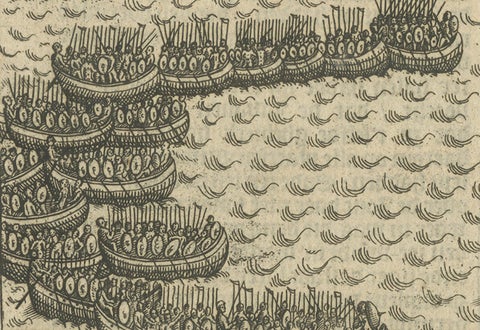 Naval Battle between Dutch and Javanese Fleets near Bantam, Pontanus 1611, close-up 3