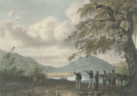 Antique Print of a Poeloe Sari and Karang Sari Mountain, West Java, Indonesia, close-up 1