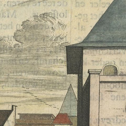 Antique Print of Government Houses in Batavia (Jakarta), Indonesia, 1682, close-up 3