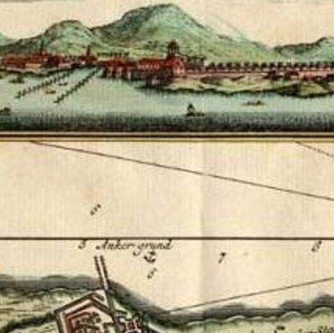 Antique Map of Batavia, Capital of The Dutch East Indies at the Time, 1751, close-up 1