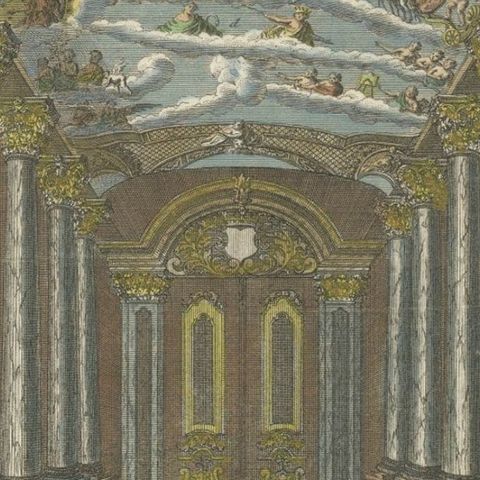 Print of the Interior of the Governor General's Home on Java (Indonesia), 1739, close-up 3