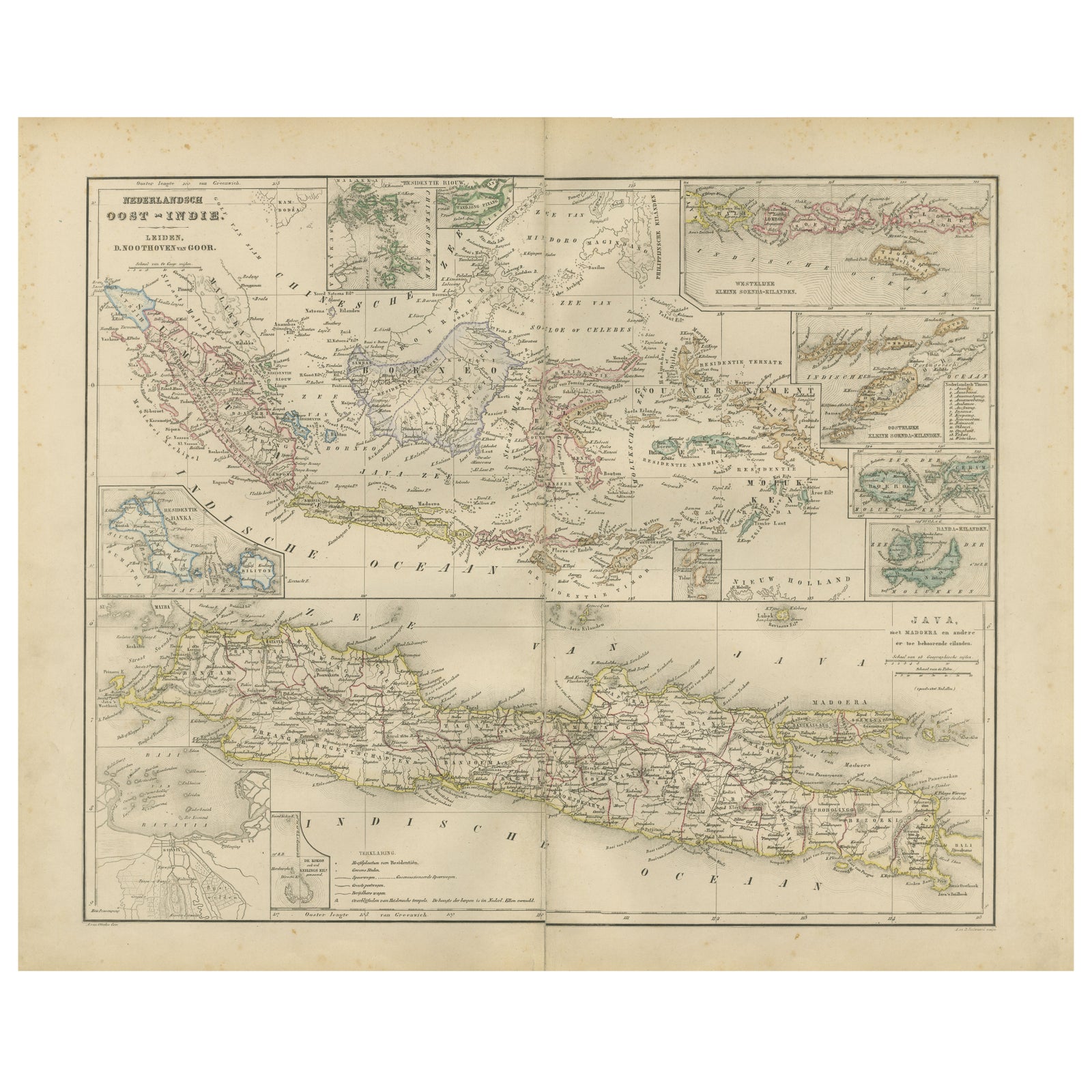 Netherlands East Indies Map with Java Inset, Nieuwe Hand-Atlas, 1876