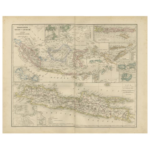 Netherlands East Indies Map with Java Inset, Nieuwe Hand-Atlas, 1876