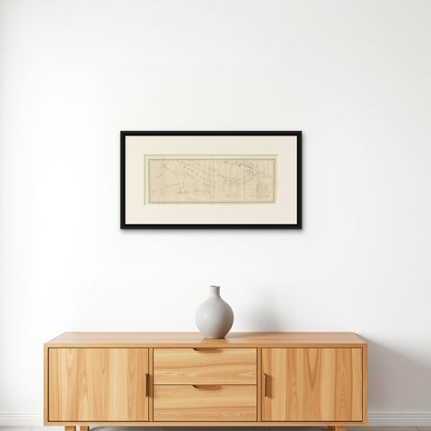 Large Antique Map of New Guinea and New Britain Showing Capt. Cooks Tract, 1773, shown framed on a wall, true to size