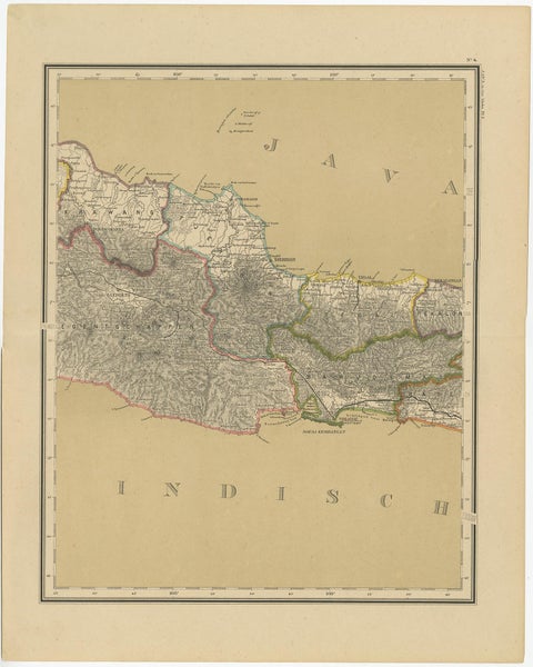 Antique Map of Java in 4 sheets by Dornseiffen, 1884, view 3