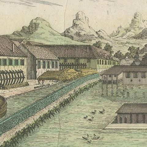 Antique Print of the Pearl Bastion of Castle Batavia by Habermann 'c.1770', close-up 2