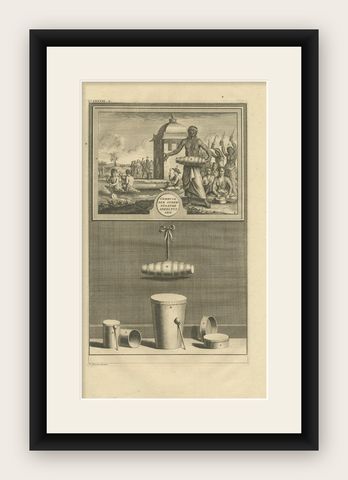 Antique Print of Various Drums by Valentijn '1726', shown framed