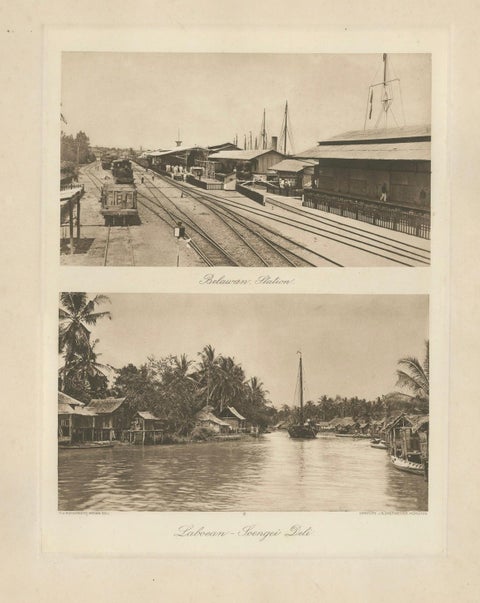 Belawan Railway Station & Soengei Deli River, Sumatra, Antique Photo, c.1910, close-up 1